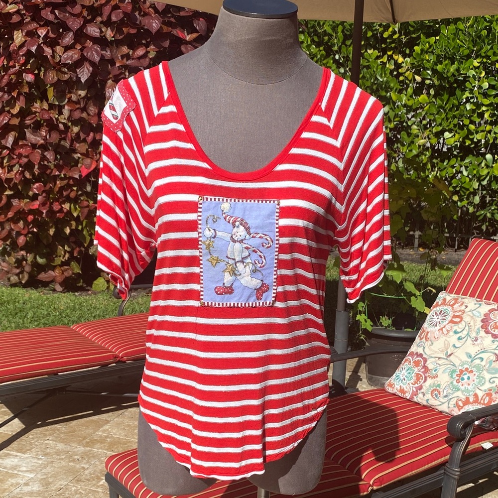 Tommy Hilfiger Red Striped Candy Cane Women's Top